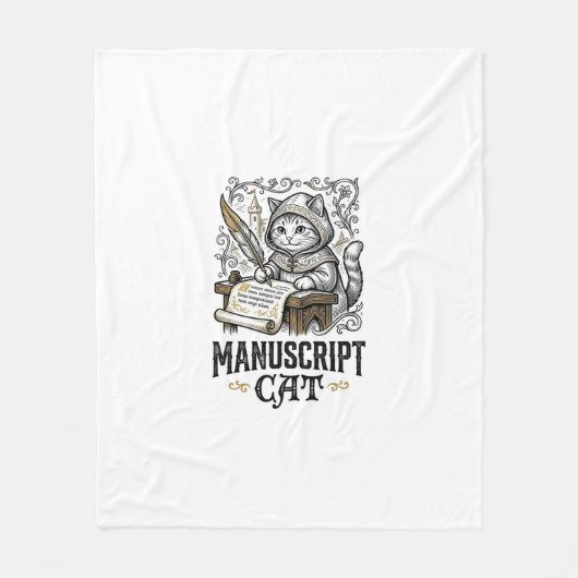 Manuskript Katze Mittelalterliche Manuskript Vinta Fleecedecke (Vorderseite)