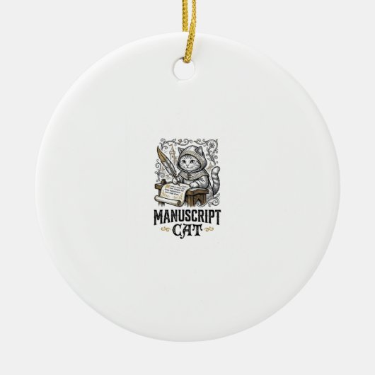 Manuskript Katze Mittelalterliche Manuskript Vinta Keramik Ornament (Vorne)