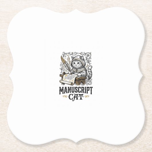 Manuskript Katze Mittelalterliche Manuskript Vinta Untersetzer (Vorderseite)