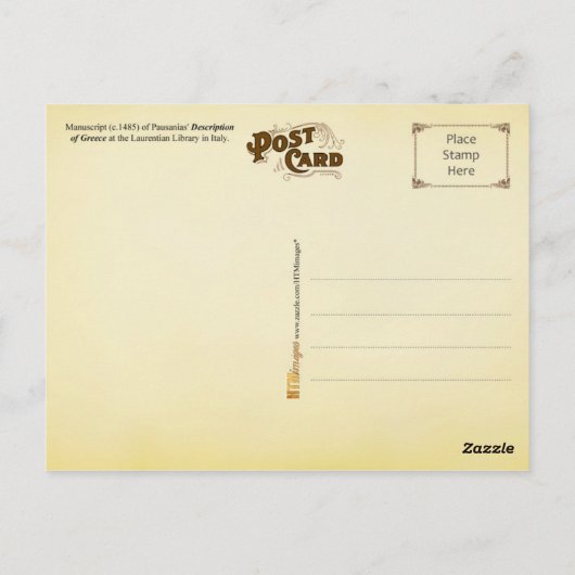 Manuskript von Pausanias' Beschreibung Griechenlan Postkarte (Rückseite)