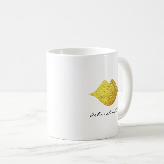 Manuskriptname mit goldenen Lippen Kaffeetasse (VorderseiteRechts)