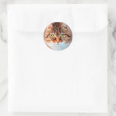 Manx Cat Face Looking Runder Aufkleber (Tasche)