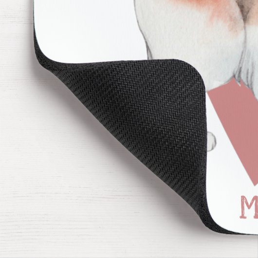 Manx Cat Watercolor Kitty Pink Herz Mousepad (Ecke)