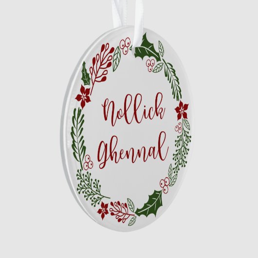 Manx Frohe Weihnachtsfeier, Nollick Ghennal Ornament (Vorderseite)