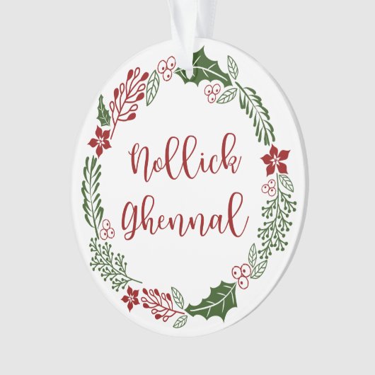 Manx Frohe Weihnachtsfeier, Nollick Ghennal Ornament (Vorderseite)