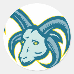 Manx Loaghtan Schaf-RAM-Kopf-Maskottchen Runder Aufkleber