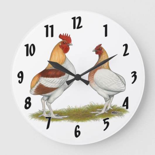 Manx Rumpies Große Wanduhr (Vorderseite)