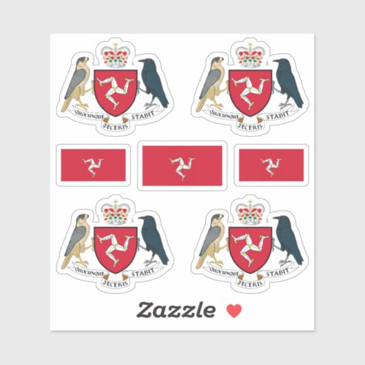 Manx-Staat-Symbole / Wappen und Fahne Aufkleber (Blatt)