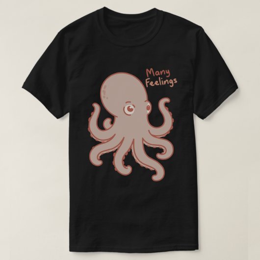 Many Feelings Cute Octopus Illustration T-Shirt (Design vorne)