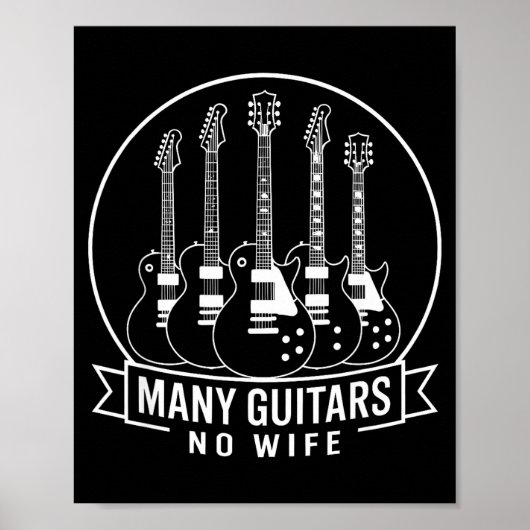 Many Guitars One Wife Funny For Men Women  Poster (Vorne)