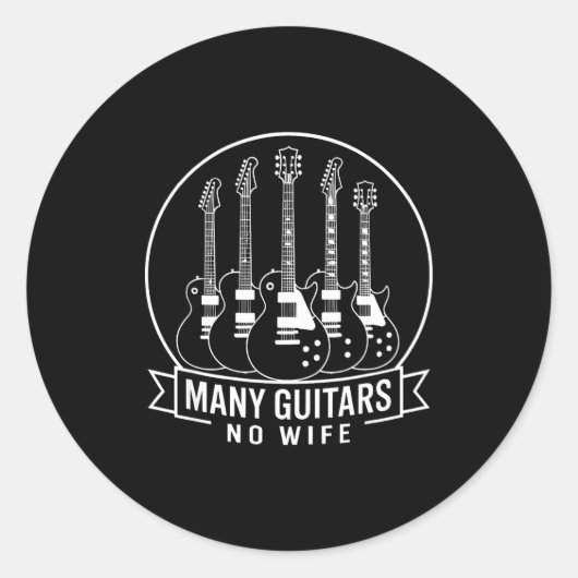 Many Guitars One Wife Funny For Men Women Runder Aufkleber (Vorderseite)