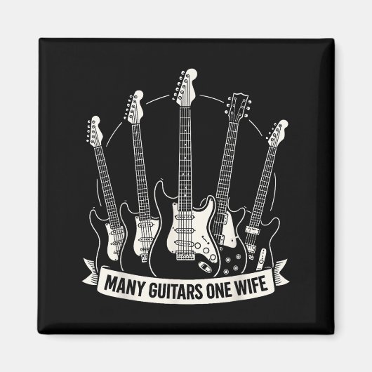 Many Guitars One Wife Funny Musician Guitarist Hum Magnet (Vorne)