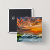 Manyar Strand am Sonnenaufgang Button (Vorne & Hinten)