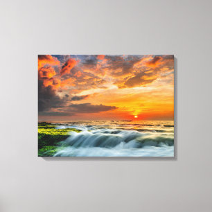 Manyar Strand am Sonnenaufgang Leinwanddruck