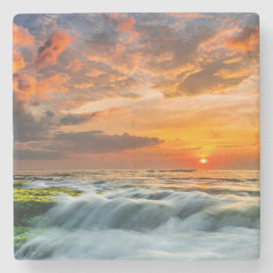 Manyar Strand am Sonnenaufgang Steinuntersetzer