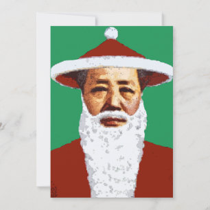 Mao Merry Christmas Chinese Pop Art Santa Claus Einladung