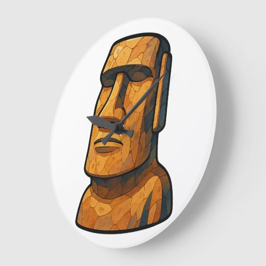 Maoi Stoic Statue Große Wanduhr (Winkel)