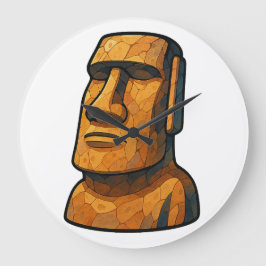 Maoi Stoic Statue Große Wanduhr