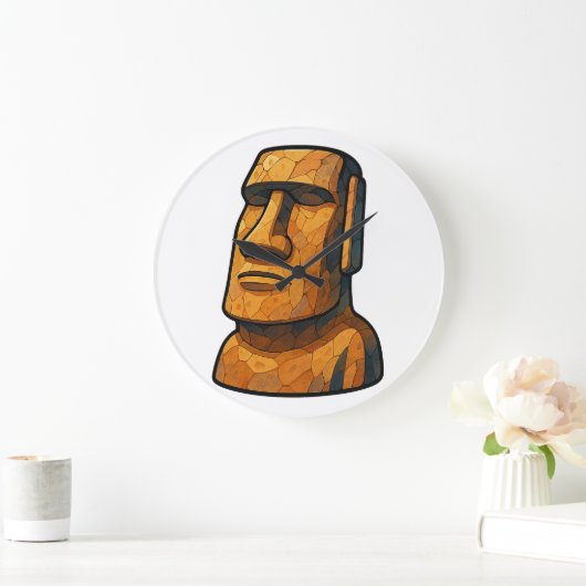 Maoi Stoic Statue Große Wanduhr (Zuhause)