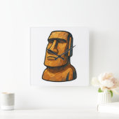 Maoi Stoic Statue Quadratische Wanduhr (Zuhause)