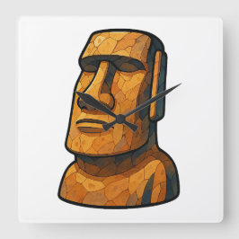 Maoi Stoic Statue Quadratische Wanduhr