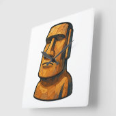 Maoi Stoic Statue Quadratische Wanduhr (Winkel)