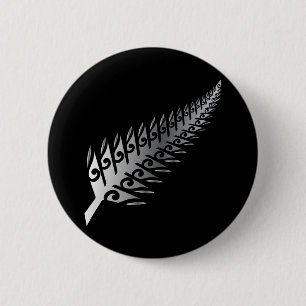 Maori- Art silberner Farn-Neuseelands - Button