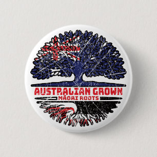 Maori Australian Australia Tree Roots Flag Button