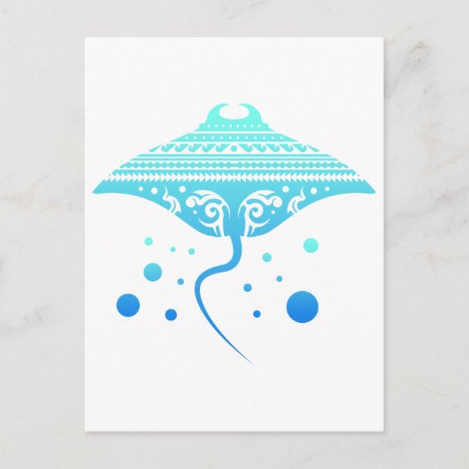 Maori Batoidea Stingray Tribal Tattoo Geschenkidee Postkarte (Vorderseite)