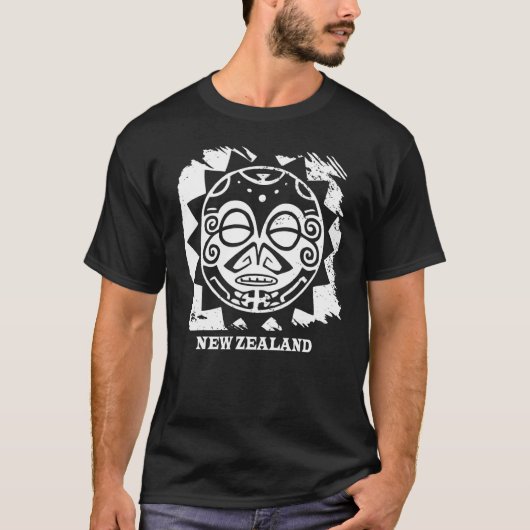 Maori Culture Mask Symbol Haka Neuseeland T-Shirt (Vorderseite)