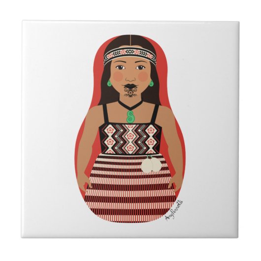 Maori Dancer Matryoshka Tile Fliese (Vorderseite)