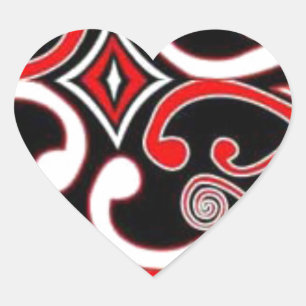 Maori-Designs Herz-Aufkleber