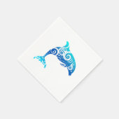 Maori Dolphin Polynesischer Stamm Tattoo Geschenk Serviette (Ecke)