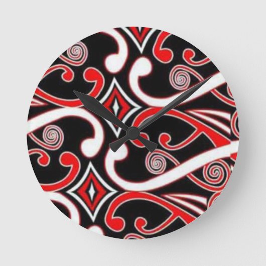 Maori- Entwürfe Runde Wanduhr (Vorderseite)