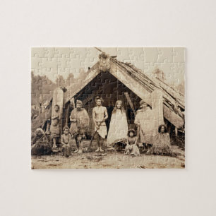 Maori- Familie, Neuseeland, c.1880s (Albumendruck) Puzzle