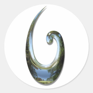 Maori Fish Hook - Chrome Runder Aufkleber