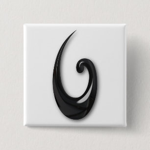 Maori-Fish Hook-obsidian Button