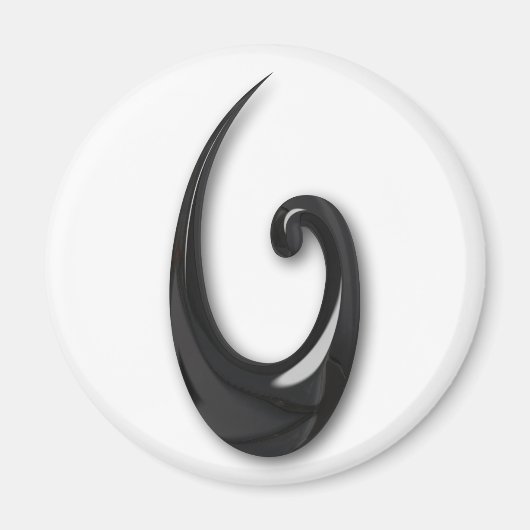 Maori-Fish Hook-obsidian Magnet (Vorne)