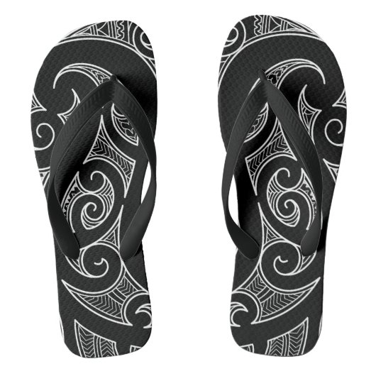 Maori ganz schwarz badesandalen (Fußbett)