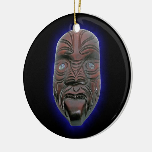Maori- geschnitzte Maske Keramik Ornament (Links)