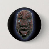 Maori- geschnitzte Maske - Knopf Button (Vorderseite)