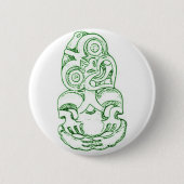 Maori- Hei-Tiki Skizze-Knopf Button (Vorderseite)