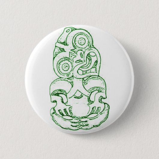 Maori- Hei-Tiki Skizze-Knopf Button (Vorderseite)