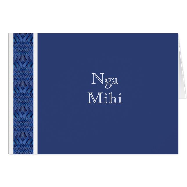 MAORI- KARTE:  Blaue Nga Mihi Karte (Vorderseite (Horizontal))