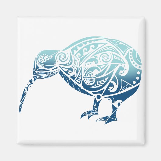 Maori Kiwi Bird Blue - Geschenk Idee Magnet (Vorne)