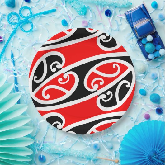 Maori- Kowhaiwhai Muster 2 Pappteller (Party)