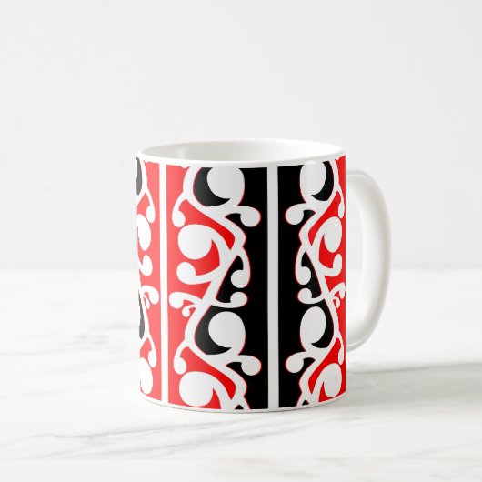 Maori Kowhaiwhai Traditionelles Muster Kaffeetasse (VorderseiteRechts)