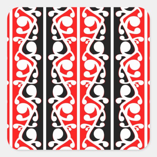 Maori Kowhaiwhai Traditionelles Muster Quadratischer Aufkleber (Vorderseite)