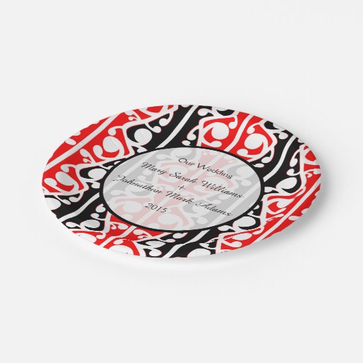 Maori Kowhaiwhai Wedding Keepake Pappteller (Schrägansicht)