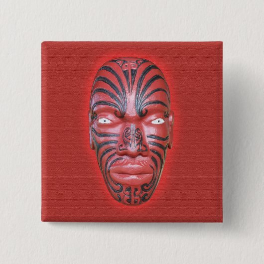 Maori- Kriegs-Kanu-Repräsentationsfigur - Knopf Button (Vorderseite)